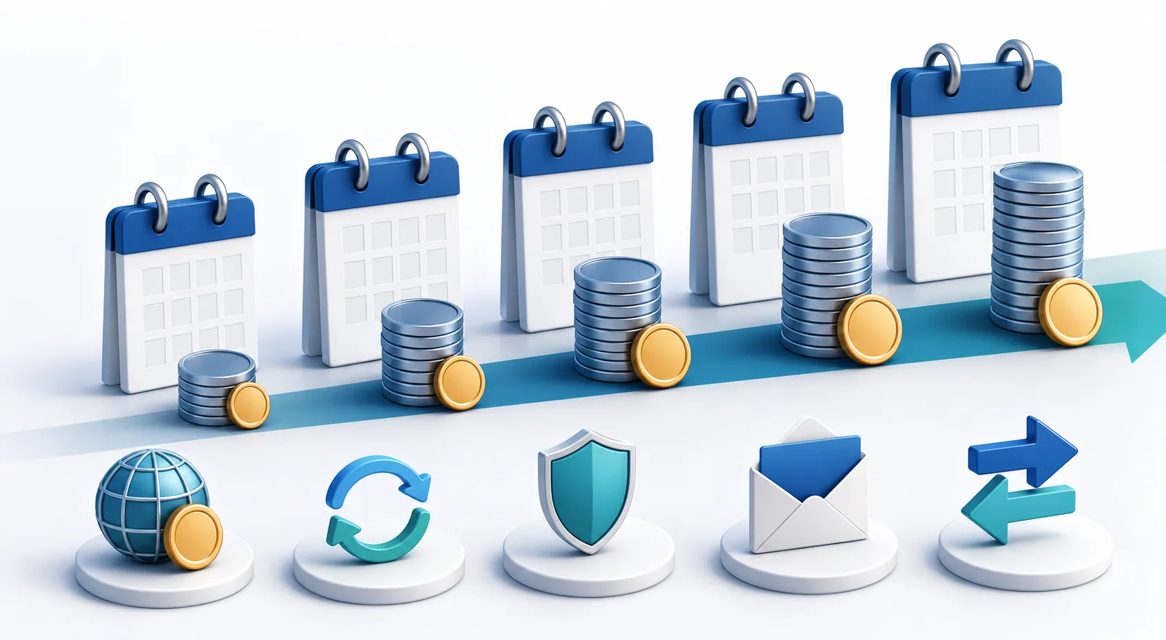 Five-year domain budget with recurring renewal and optional service costs