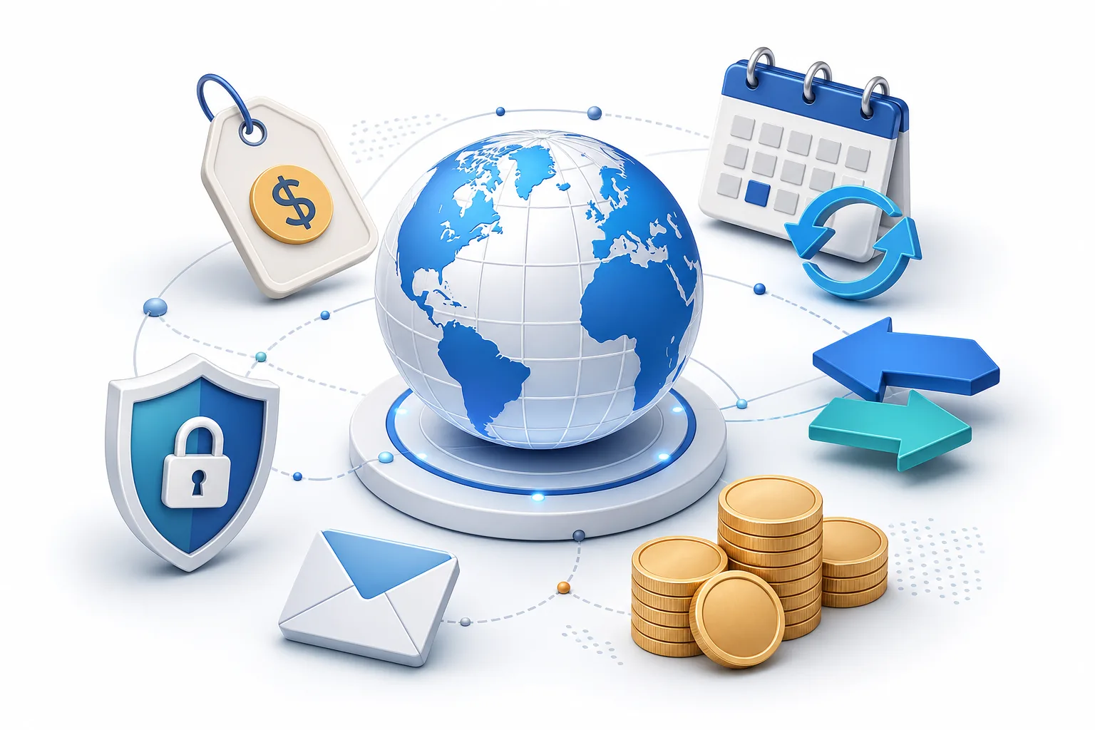 Domain name cost factors including registration, renewal, transfer, privacy and email