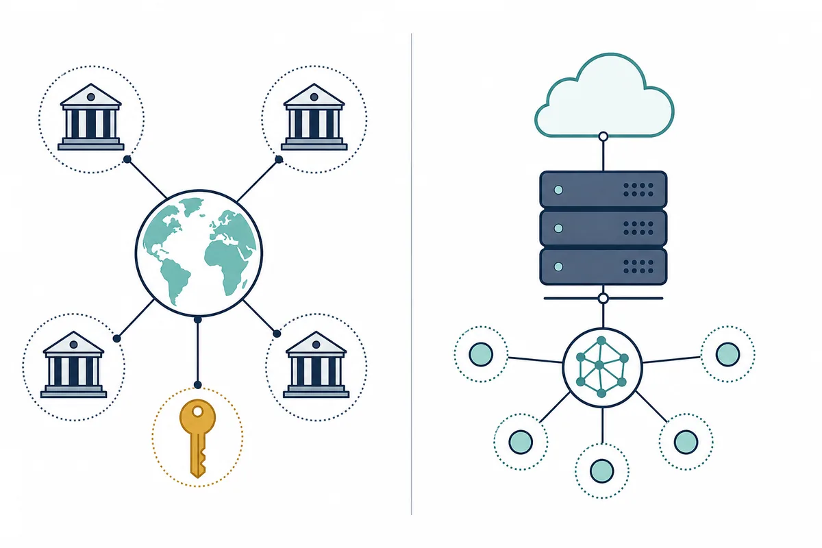 Comparison illustration showing registrar transfer on one side and DNS or hosting migration on the other